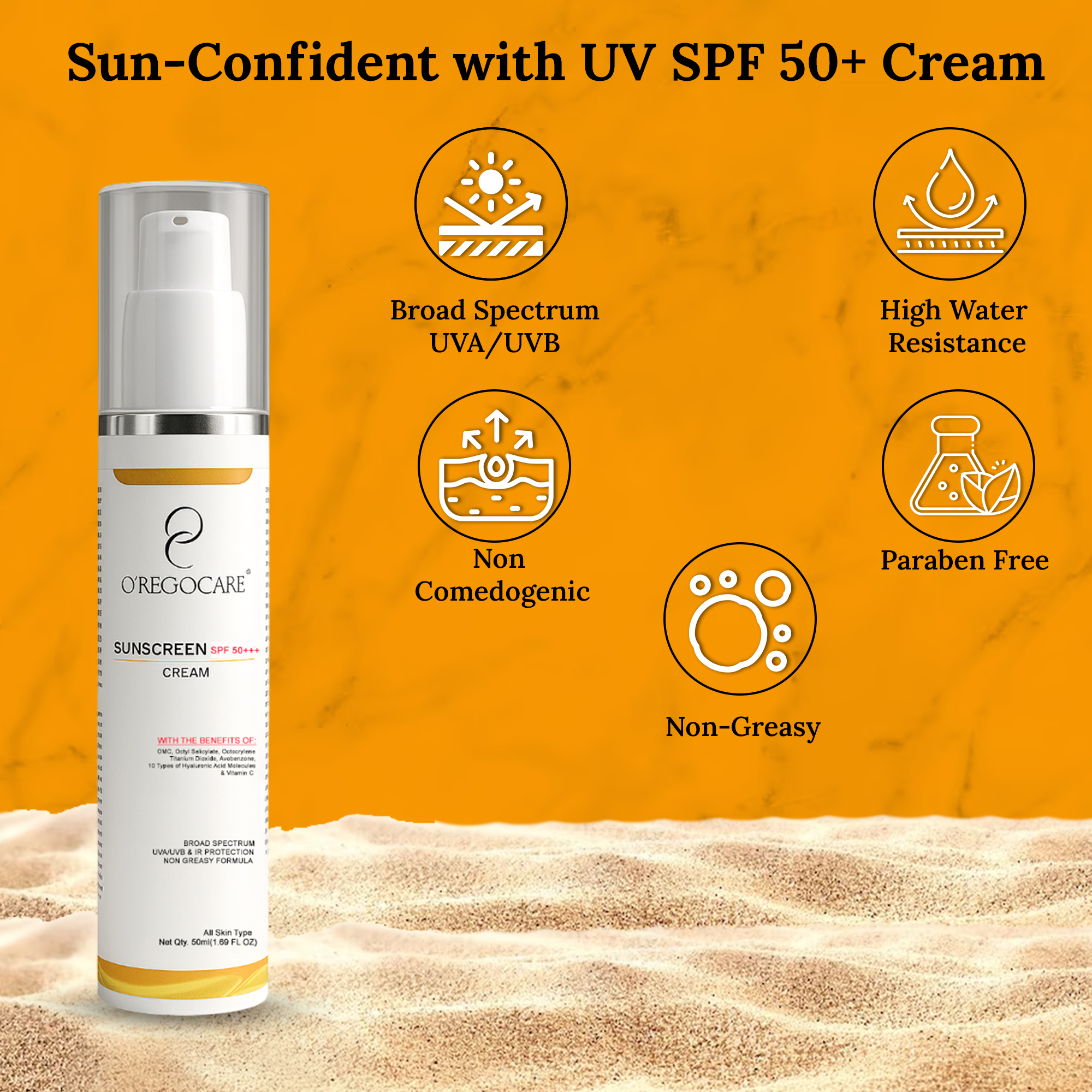 Vitamin C Sunscreen SPF 50+++ with Hyaluronic Acid & Octocrylene