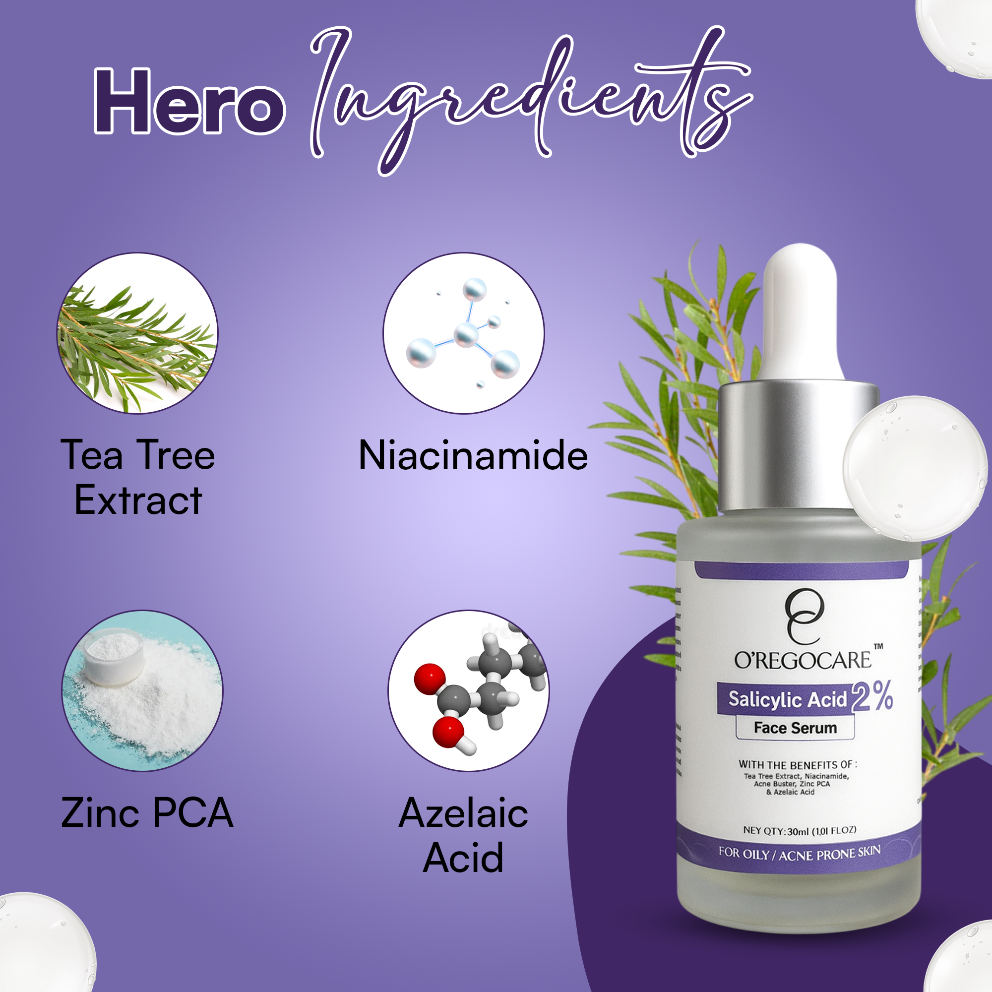 2% Salicylic Acid Face Serum with Niacinamide, Zinc PCA & Acne Buster